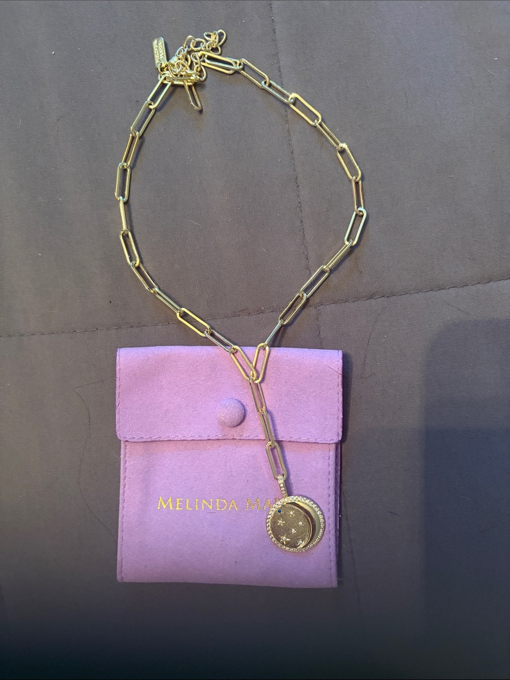 Melinda Maria Lariat Gold Necklace